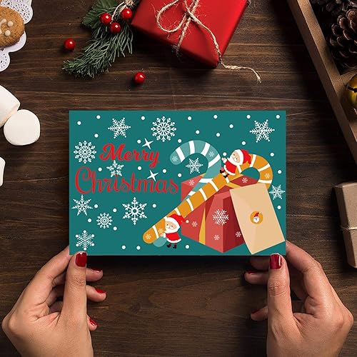 Miniatura 6 de wootile Tarjeta de felicitación de Navidad con sobres de 4 x 6 pulgadas, tarjeta de Navidad para árbol de Navidad, tarjetas de notas de Navidad,