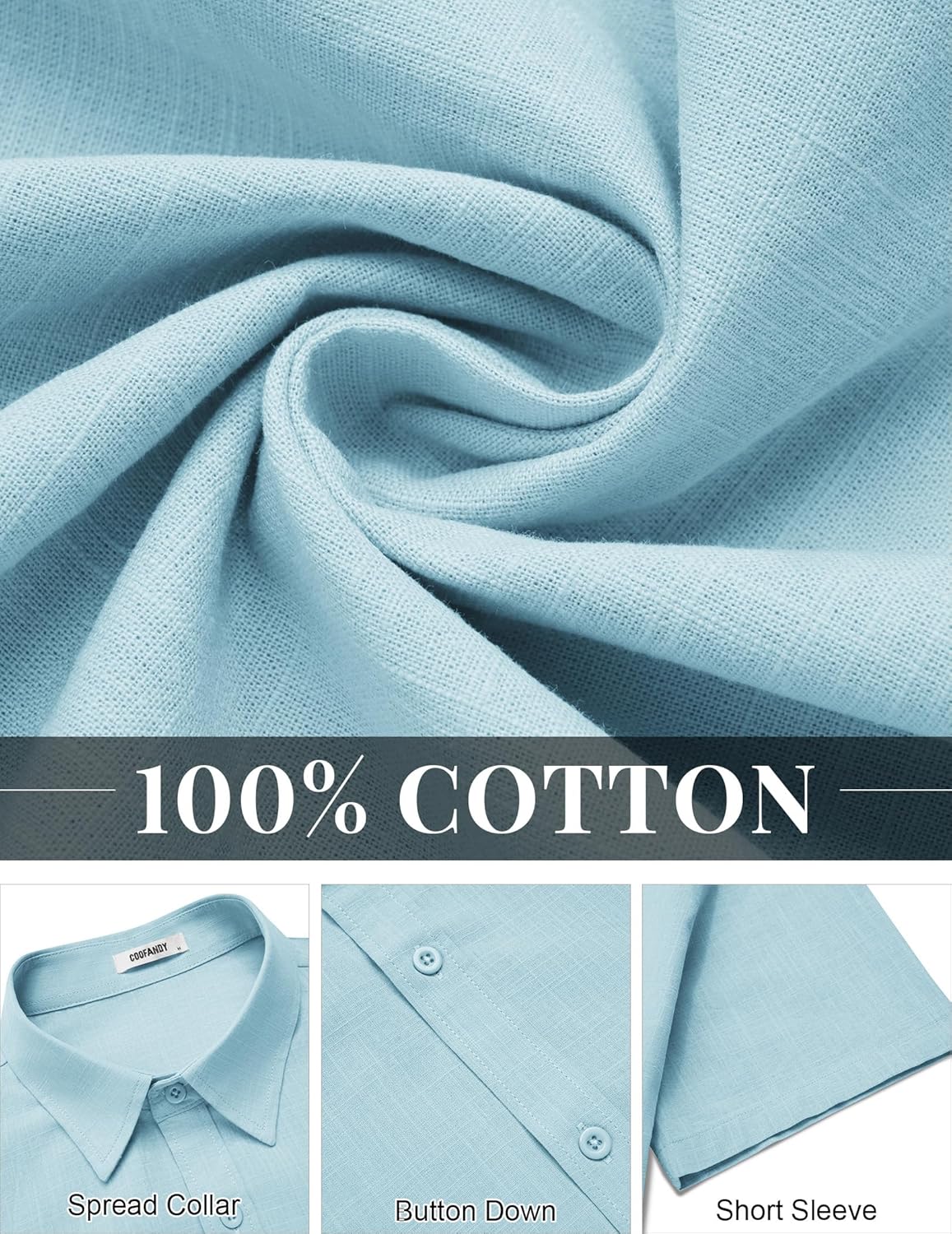 COOFANDY Mens Button Down Shirts Short Sleeve Casual Shirt Cotton Summer Beach Linen Wedding Shirts - Image 6