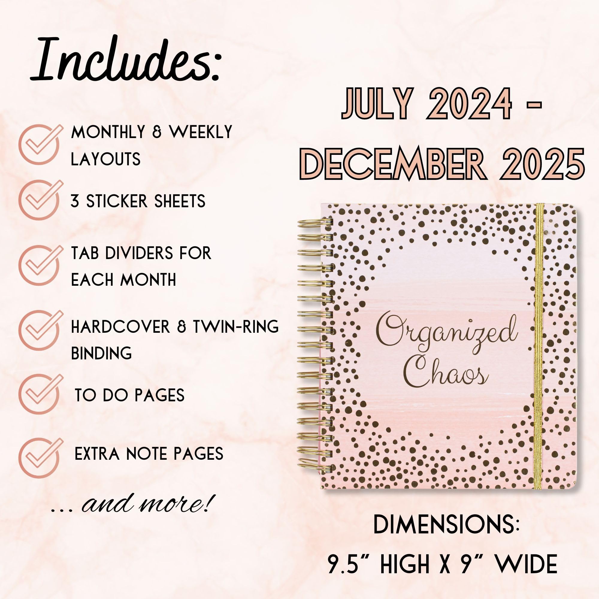 Votum 18-Month Planner (July 2024-Dec 2025) - Daily, Weekly, Monthly Organizer With Stickers - View #3