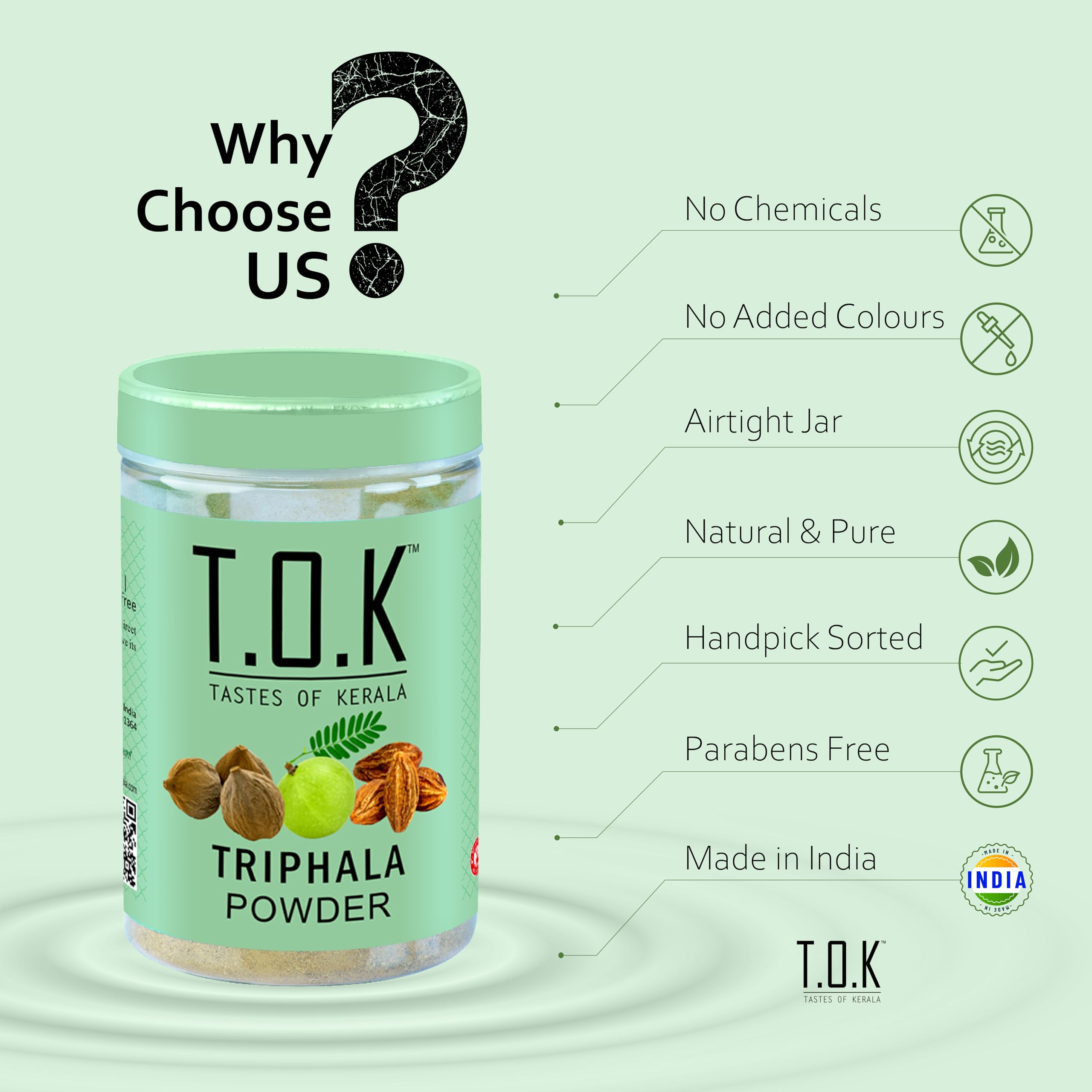 T.O.K Tastes of Kerala Pure Triphala Powder 150g | Traditional Ayurvedic Herbal Blend | Natural Amla, Haritaki & Bibhitaki Powder | Supports Digestion & Daily Wellness | 100% Natural — Amazon image 2