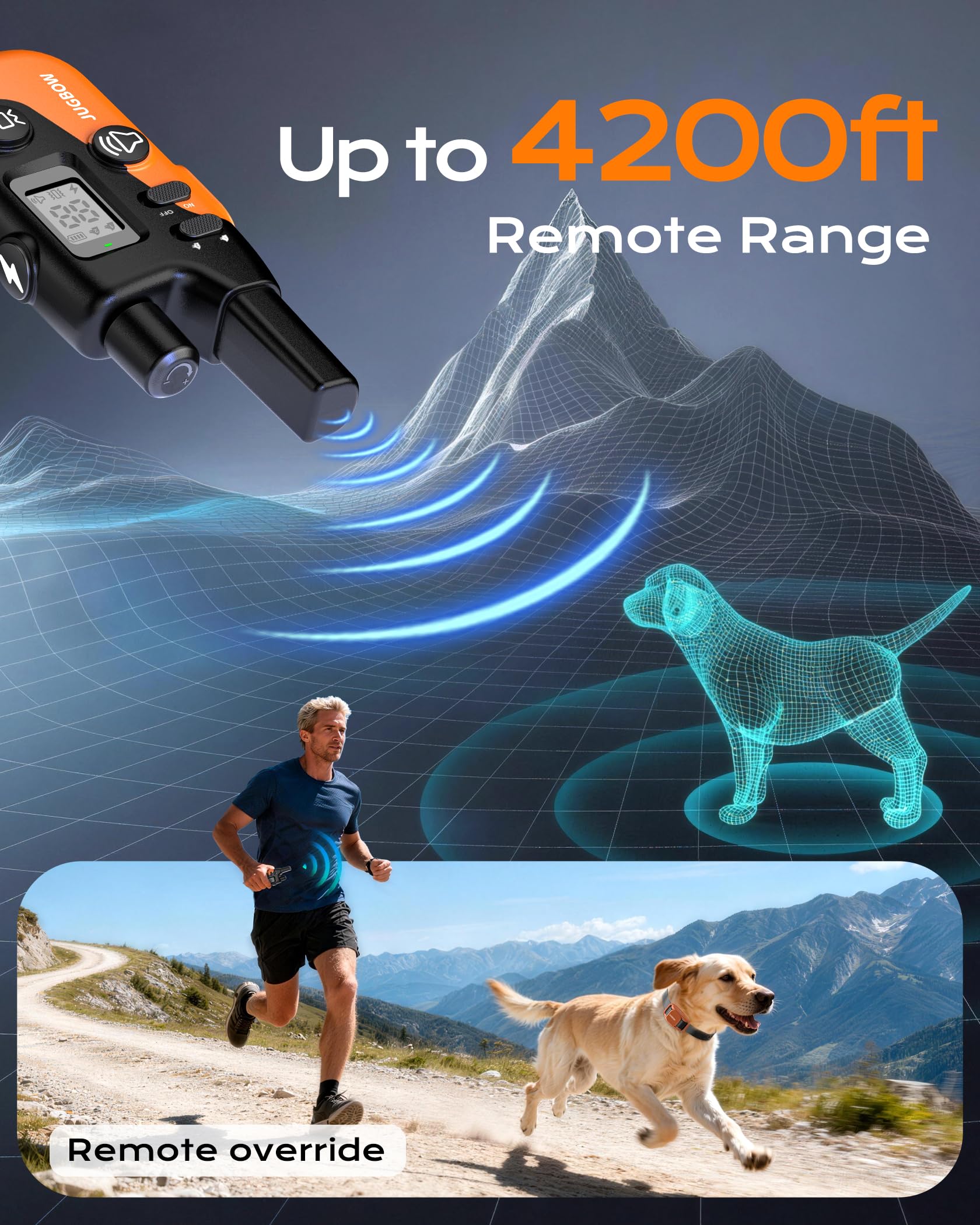 Jugbow Dog Shock Collar- 4200FT Dog Training Collar with Remote for 10-120lbs Small Medium Large Dog, IPX8-Waterproof Rechargeable E-Collar with LED Light - image 3