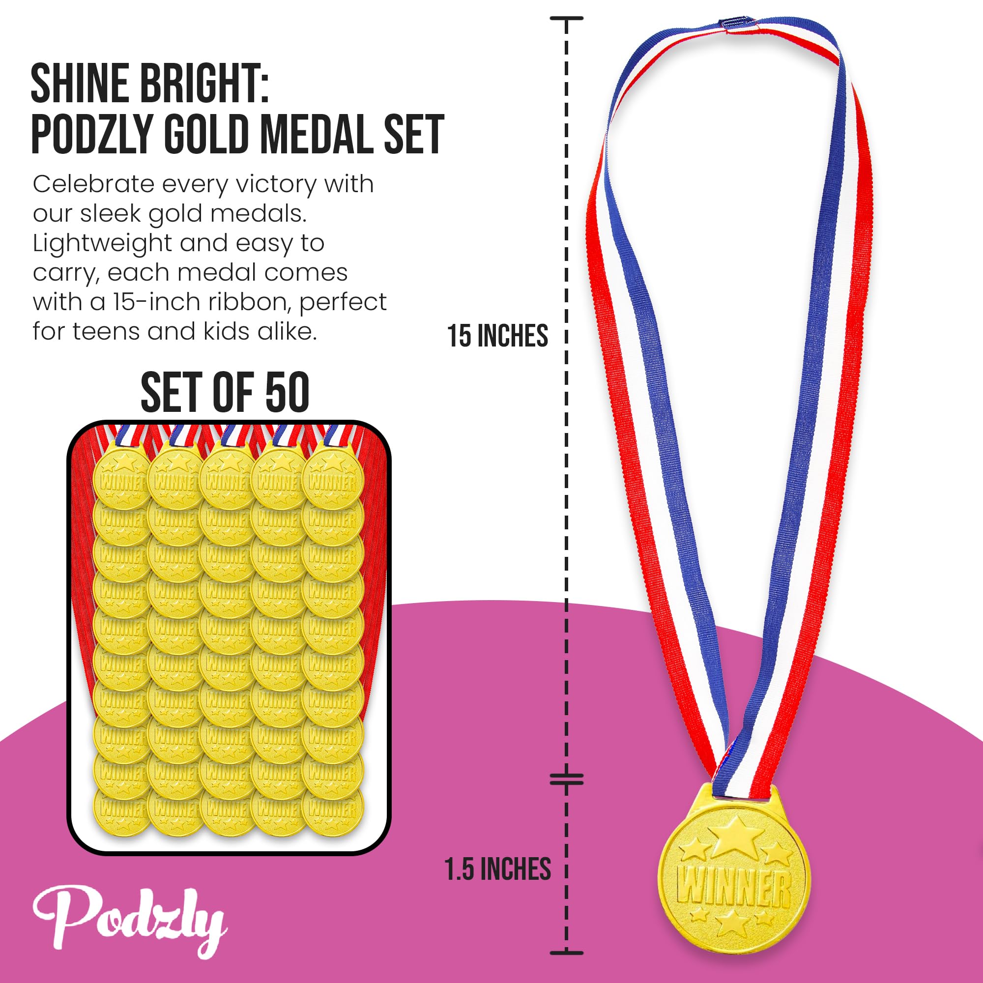 Amazon.com: Podzly 50 Piece Goldtone Plastic Award Winner Medal 