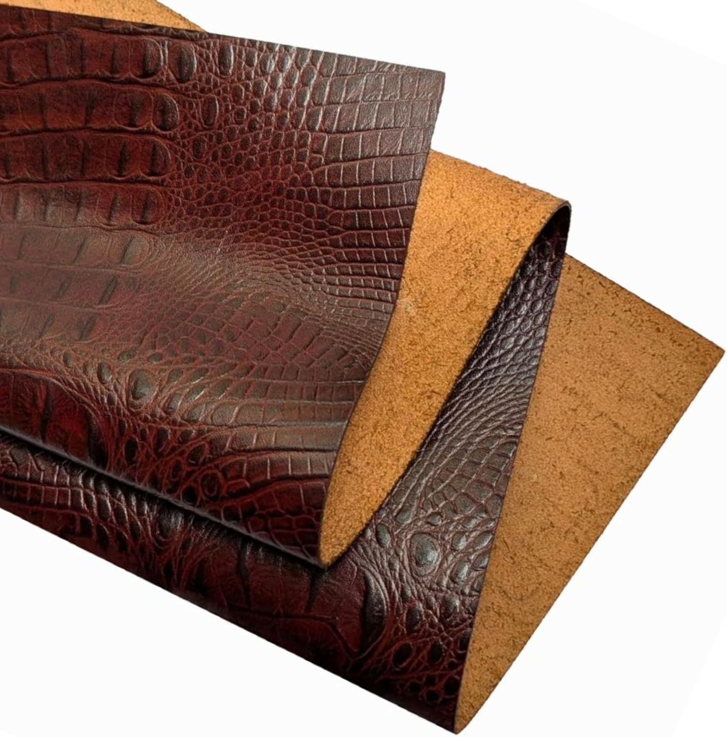 Genuine Leather Hide | 1.3-1.5 mm Thick | Full Grain Leather Sheet & Pieces for LeatherCrafting and Leatherworking Projects by Kozmo (Chocolate - Crocodile Embossed, 12"X24")