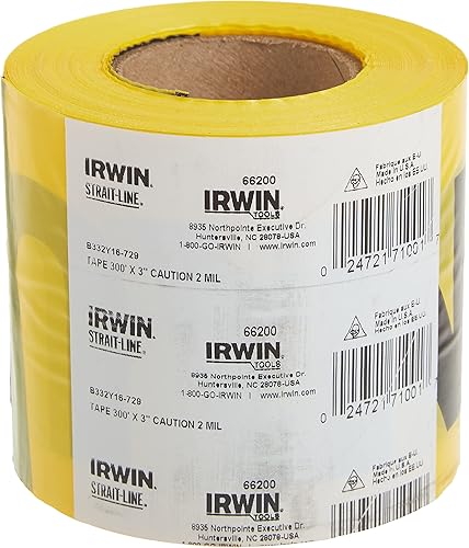 Miniatura 4 de IRWIN Tools STRAIT-LINE 66200 - Rollo de cinta de barrera, precaución, 3 pulgadas por 300 pies (66200)
