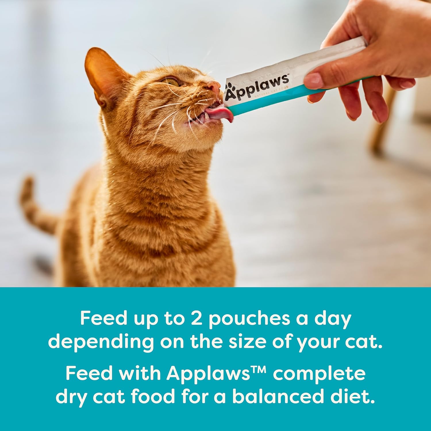 Applaws Lickable Cat Treats, Natural Grain-Free Purée, Made with Limited and Natural Ingredients, No Artificial Additives, Tuna Squeeze Up Cat Treats (60 x 0.5 oz Sachets)
