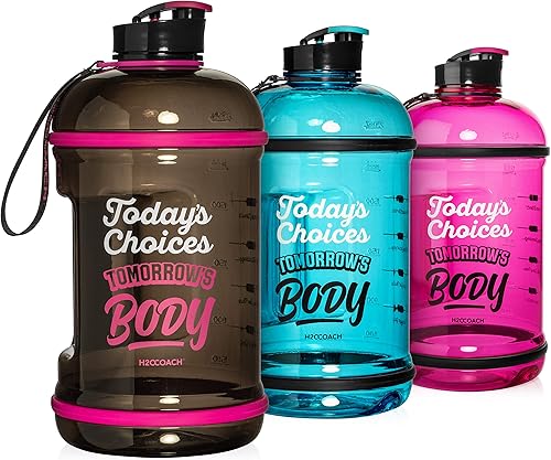 Miniatura 4 de H2OCOACH - Botella de agua deportiva de medio galón con marcador de tiempo, 2.5 litros, jarra reutilizable sin BPA (84 oz)