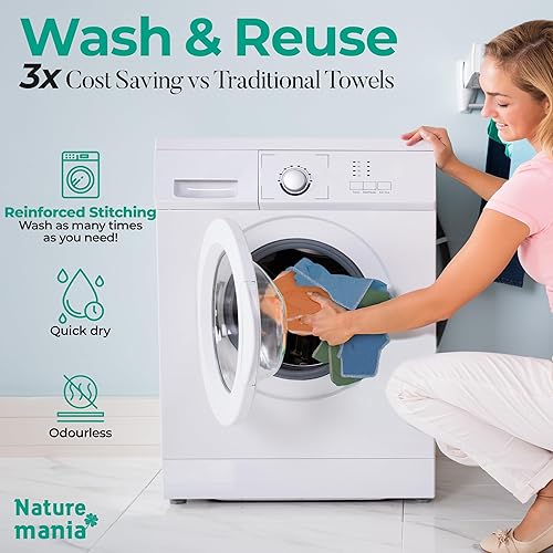 Miniatura 5 de Paquete económico de 24 toallas de papel reutilizables, sin papel, hechas con 100% algodón súper suave, puro, absorbente, juego de toallas de papel