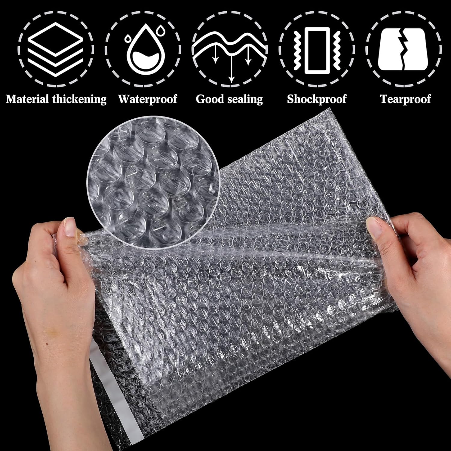 PerKoop 100 Pcs 8 x 10 Inch Bubble Cushion Wrap Bags Bulk, Double Wall Bubble Cushion Wrap Pouches, Clear Protective Bags Thickening Shockproof for Shipping Packing Storage Moving
