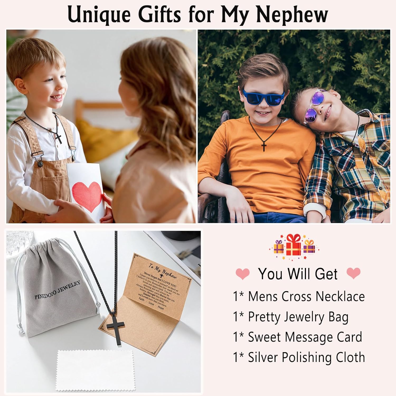 PINKDODO Cross Necklace for Men Boys, Valentines Birthday Christmas Gifts for Son Grandson Nephew Brother Boyfriend Mens - Image 6