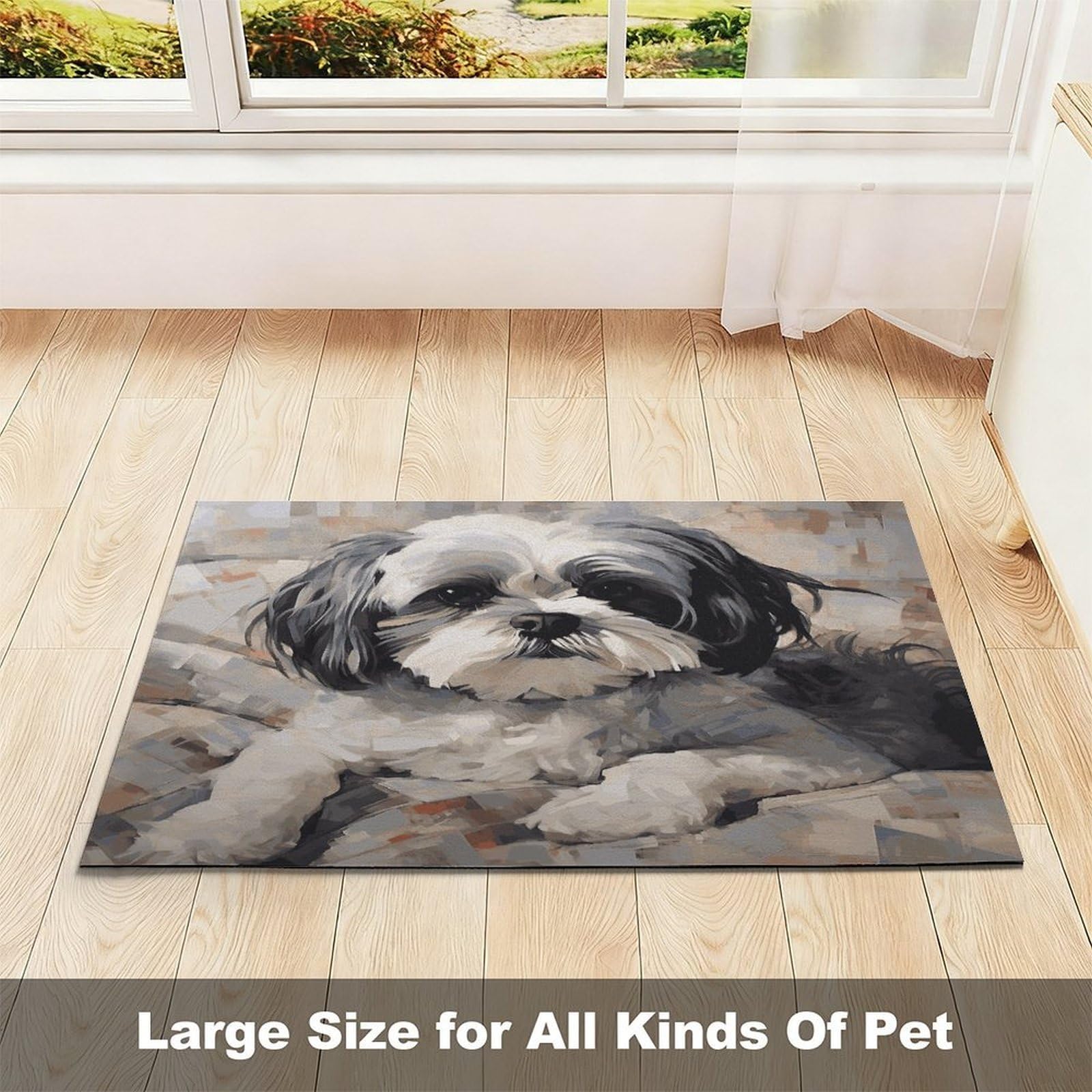 Shih Tzu Tapis de nourriture pour chat – Tapis d'alimentation antidérapant pour chien facile à nettoyer pour la nourriture et l'eau, tapis de gamelle pour chien et chat, 43,2 x 76,2 cm