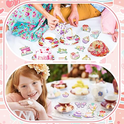 Miniatura 2 de Remuuly Juego de 30 imanes de pintura de diamantes para fiesta de té, imán de diamante de primavera, calcomanías magnéticas para refrigerador, tazas