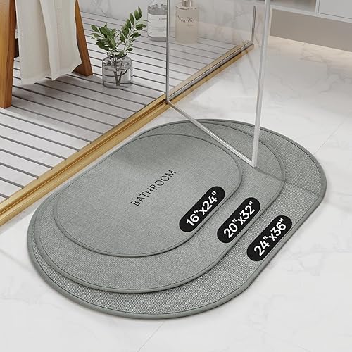 Miniatura 2 de Tapete de baño antideslizante con respaldo de goma mejorado, lavable y delgado, para suelo de baño, alfombras de baño tejidas absorbentes, de secado