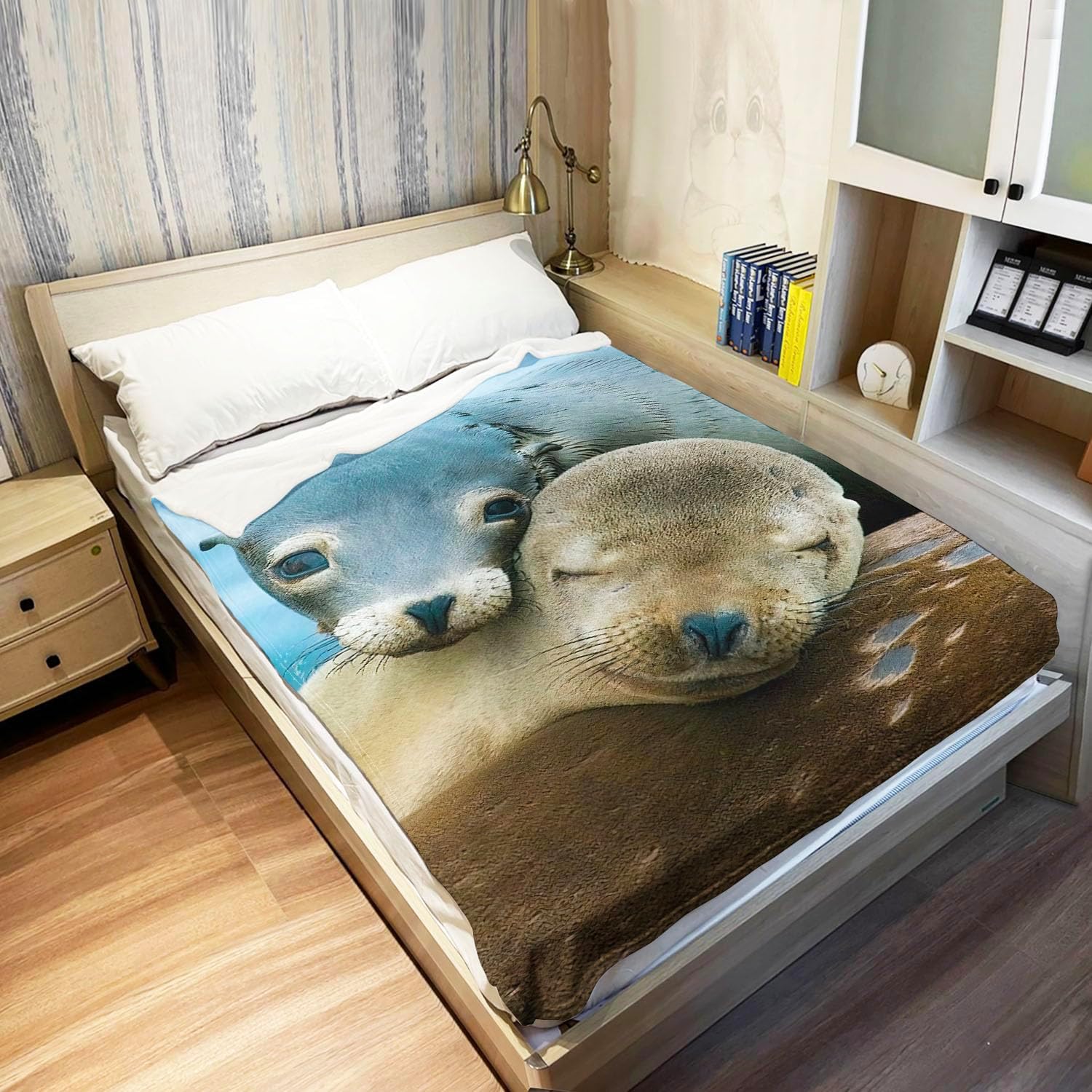 Sea Lions Blanket Marine Cute Animals Fleece Blanket Soft Fuzzy Plush Throw Blankets for Couch Bed 50"x60"