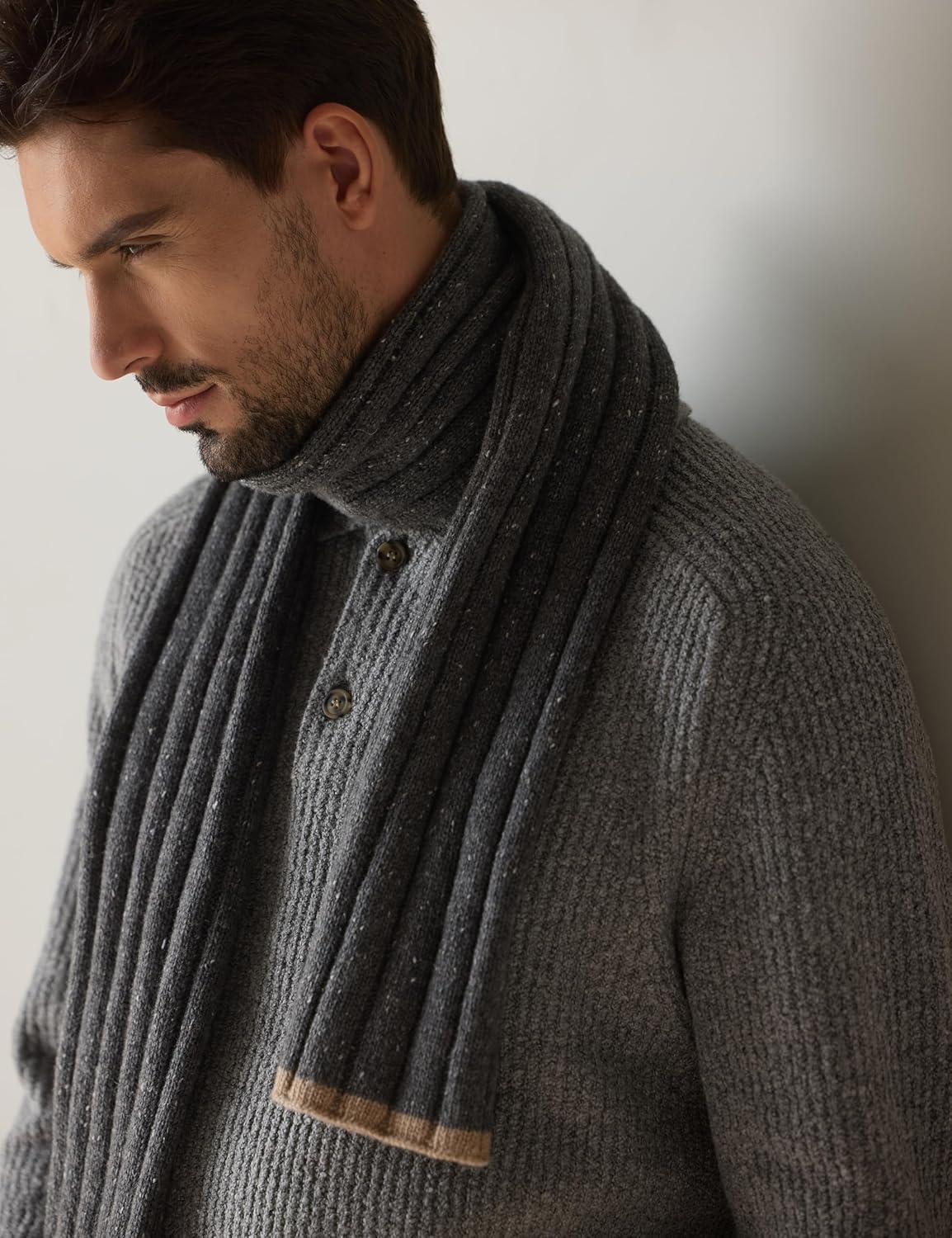 Mens Wool Scarf Winter Knitted Scarves Warm for Cold Weather with Gift Box - Image 6