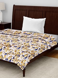 Story@Home Feather Floral Micro Fiber AC Comfort/Blanket/Quilt Dohar Single, Beige