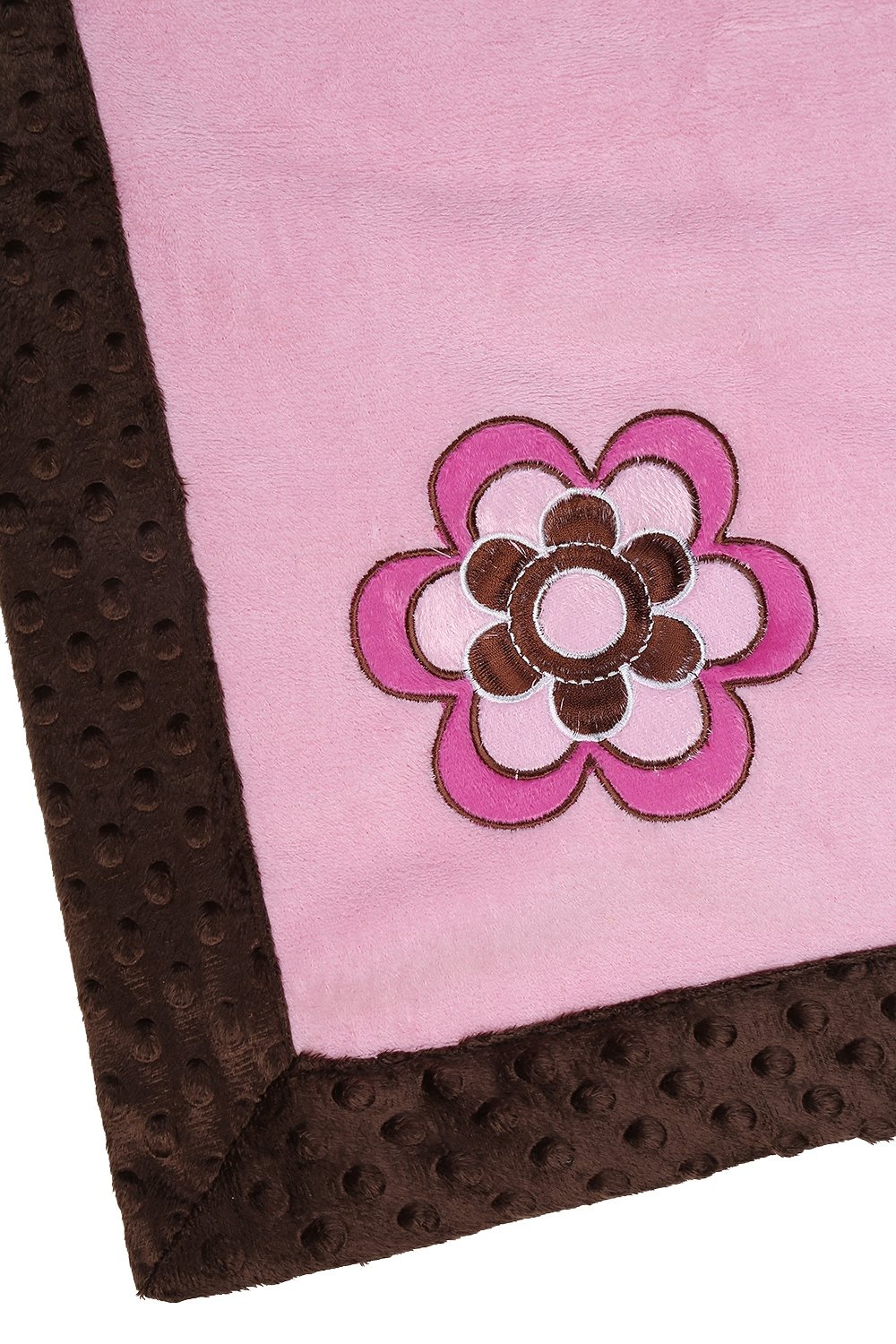 Bacati Damask Pink and Chocolate Velor Baby Blanket