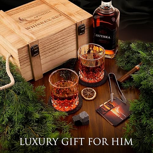 Miniatura 6 de Juego de piedras de whisky y vasos de regalo para hombres paquete de 2 vasos de whisky de 10 onzas 8 rocas de granito 2 posavasos de pizarra