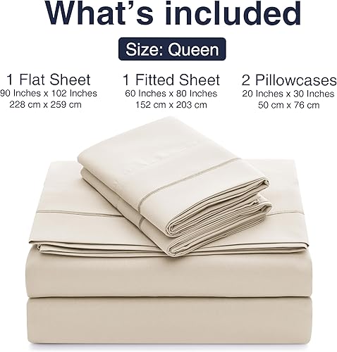 Miniatura 7 de 32629 - Juego de sábanas y fundas de almohada de 4 piezas de sábanas y fundas de almohada de 4 piezas de tamaño Queen con tecnología de