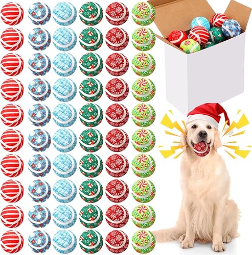 Miniatura 8 de Sosation Paquete de 24 pelotas de tenis chirriantes de Navidad para perros, pelotas de perro de 2.0 pulgadas, juguete interactivo, no tóxico