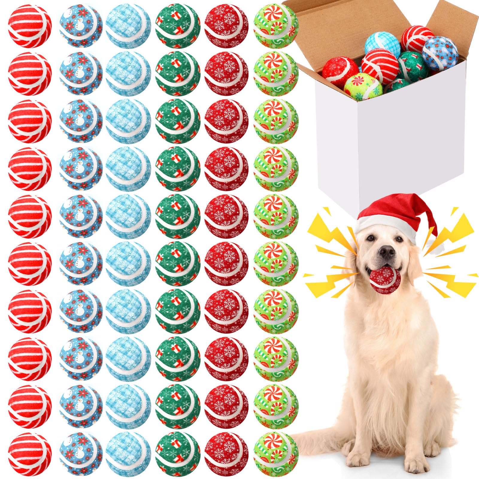 Sosation 60 Pack Dog Toys Bulk, 2 Inch Small Squeaky Tennis Balls