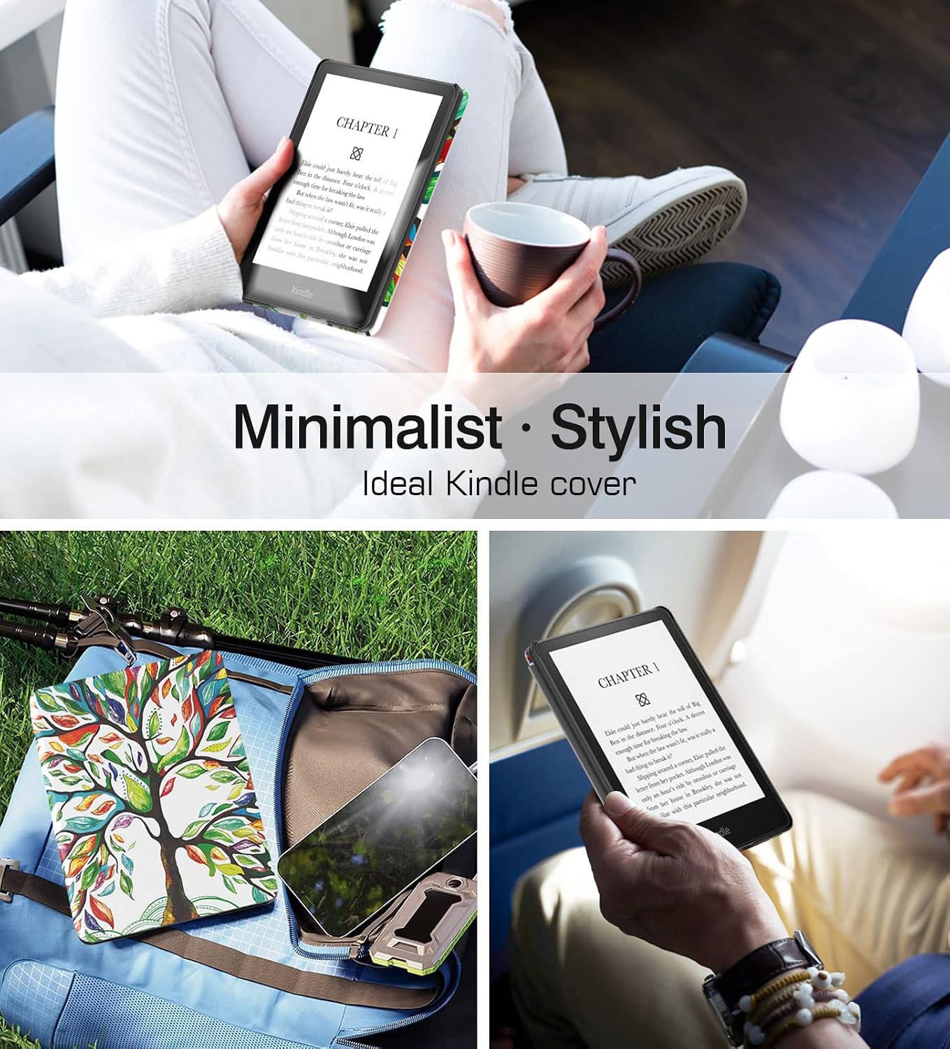 TiMOVO Case Fits All-New Kindle Paperwhite (6.8", 11th Generation, 2021 Release), Auto Wake/Sleep Protective Case, Lightweight Slim Hard PC Smart Cover with Soft Microfiber Interior, Lucky Tree
