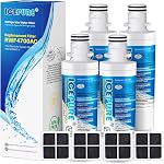 ICEPURE ADQ747935 Remplacement pour LG LT1000P, MDJ64844601, Kenmore Elite 9980, ADQ74793501 LT1000PC ADQ74793502, LMXS28626S, LMXC23796S, LFXS26973D Réfrigérateur Eau et LT120F Air Filtre, 3PACK