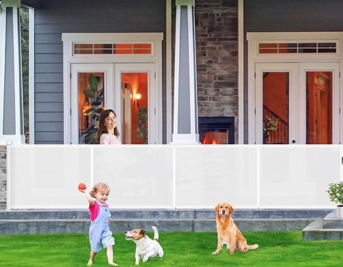 Miniatura 16 de Puertas retráctiles para bebés de 55 pulgadas, EZIGO Puerta para bebés extra ancha para aberturas grandes, Puerta de malla extra larga para niños