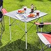 Haegs Camping Table, Reinforced Aluminum Foldable Outdoor Table, Picnic Table, Hinged System, Durable Solid Body Camping Table, Portable Lightweight, 3-4 Persons, 70x70x60cm Silver