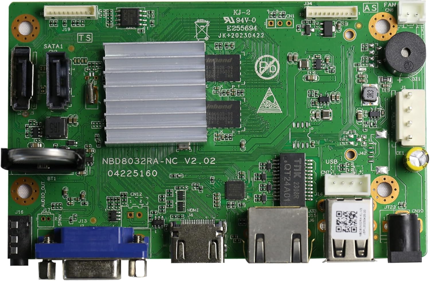 4K Face 32CH CCTV NVR Board 2 SATA Port Network Video Recorder Mainboard 4K/5MP/32CH 1080P Video Input 1CH Audio I/O Support 2x8TB SATA HDD ONVIF CMS XMEYE P2P with Cable Security DVR Board