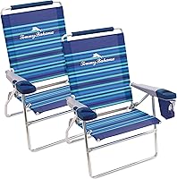 Tommy Bahama Highboy Set of 2 Beach Chairs: 15" Elevated Seat, 4 Recline Positions, Cup Holder, Phone Slot, 250 lbs Capacity