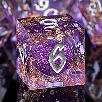 Vista 20 de ARUOHHA juego de dados de núcleo líquido DND, juego de dados de 7 piezas de resina con bordes afilados RPG rojo azul poliédrico D y D con caja