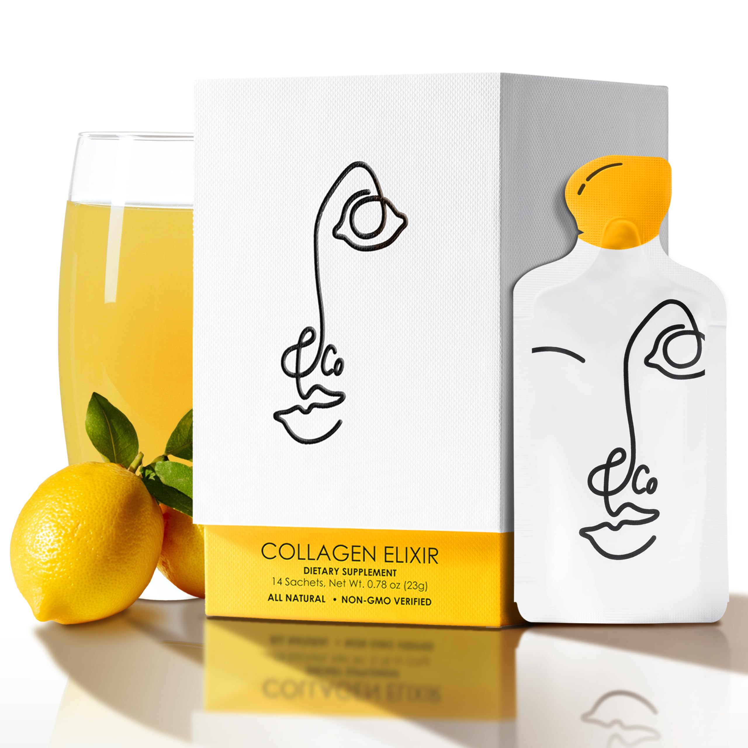 [BRSRAZIBDMMBMADO] LEMON & CO. Liquid Collagen for Women | Collagen Water Mix with 5000mg Marine Collagen Peptides, Organic Lemons & Vitamin C | Daily Elixir for Skin, Nails, Hair, Gut | No Preservatives, No Sugar