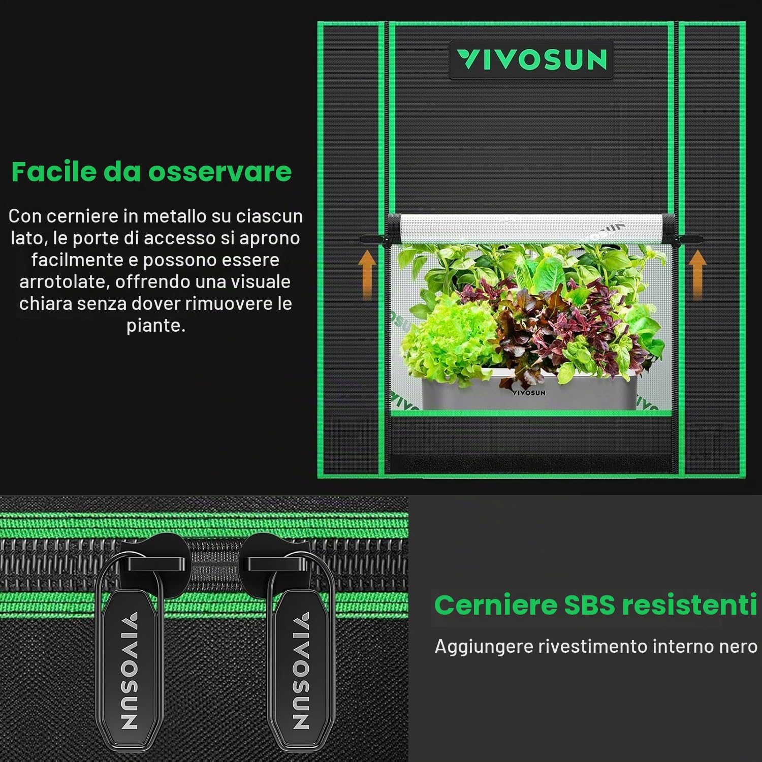 VIVOSUN Piccola Tenda daColtivazione per Aerogarden,Sistema di Coltivazione Idroponica, 50x36x54cm, Altamente Riflettente, in mylar, con finestra di Ventilazione