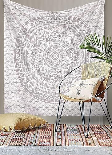 Vista 80 de Popular Handicrafts Tapestry Wall Hanging Hippie Ombre Mandala Bohemian HippyMetallic Shine Intricate Indian Tapestries Bedspread 84 x 90 Inches