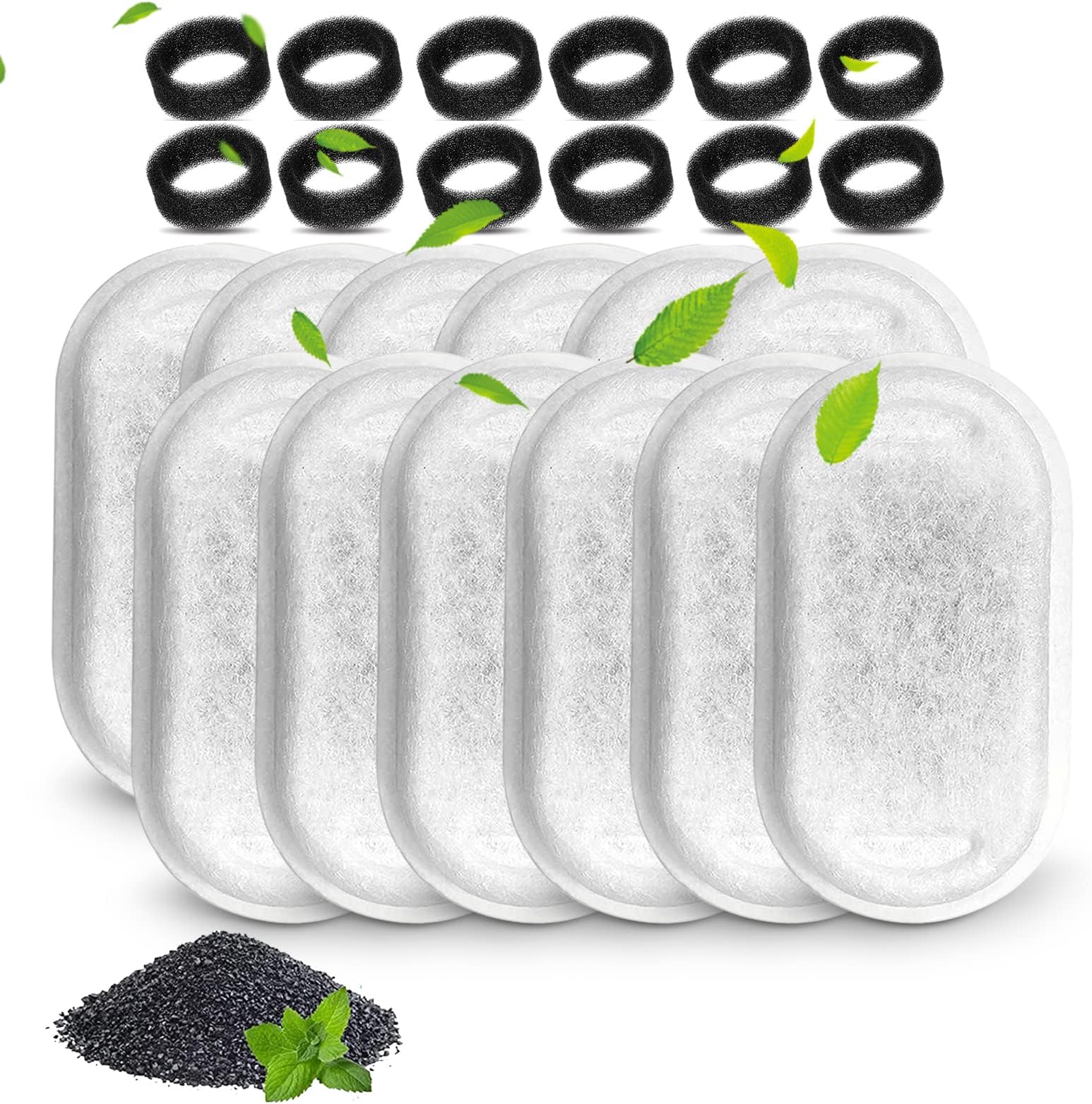 Cat Fountain Filters - 8 Filters with 8 Sponges Replacement for Cat Fountain