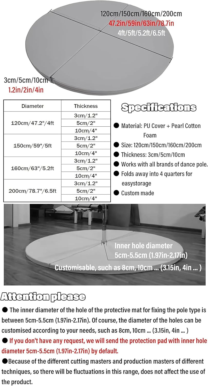 Portable Steel Pipe Crash Mat for Pole Dance & Yoga - Foldable Fitness Safety Cushion for Home Workouts, Exercise & Dancing - Ideal Crash Mat for Gym Use