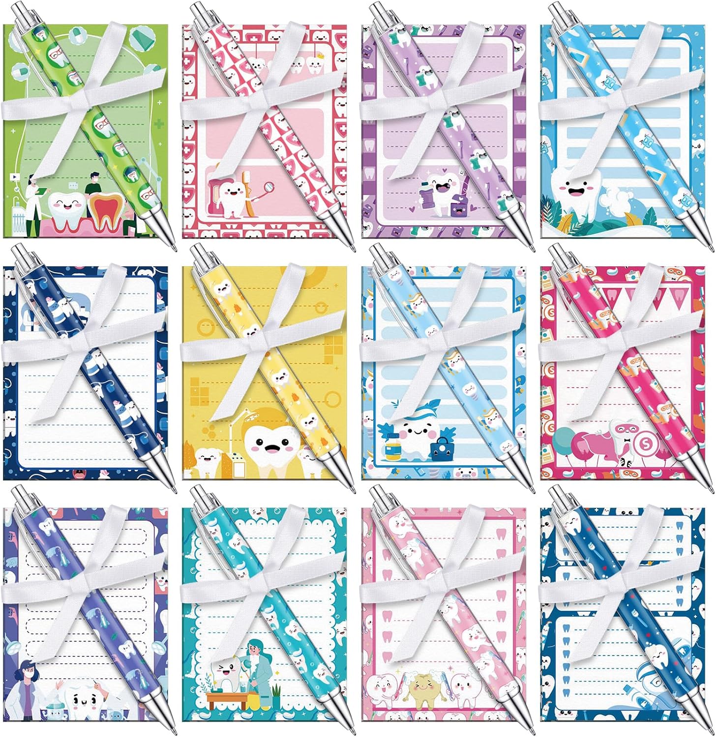 Eaasty 48 Pcs Teacher Appreciation Gifts Bulk Cute Composition Notepads and Ballpoint Pens with Ribbon Inspirational Teacher Thank You Gifts for End of School Years, Staff, Coworker, Student