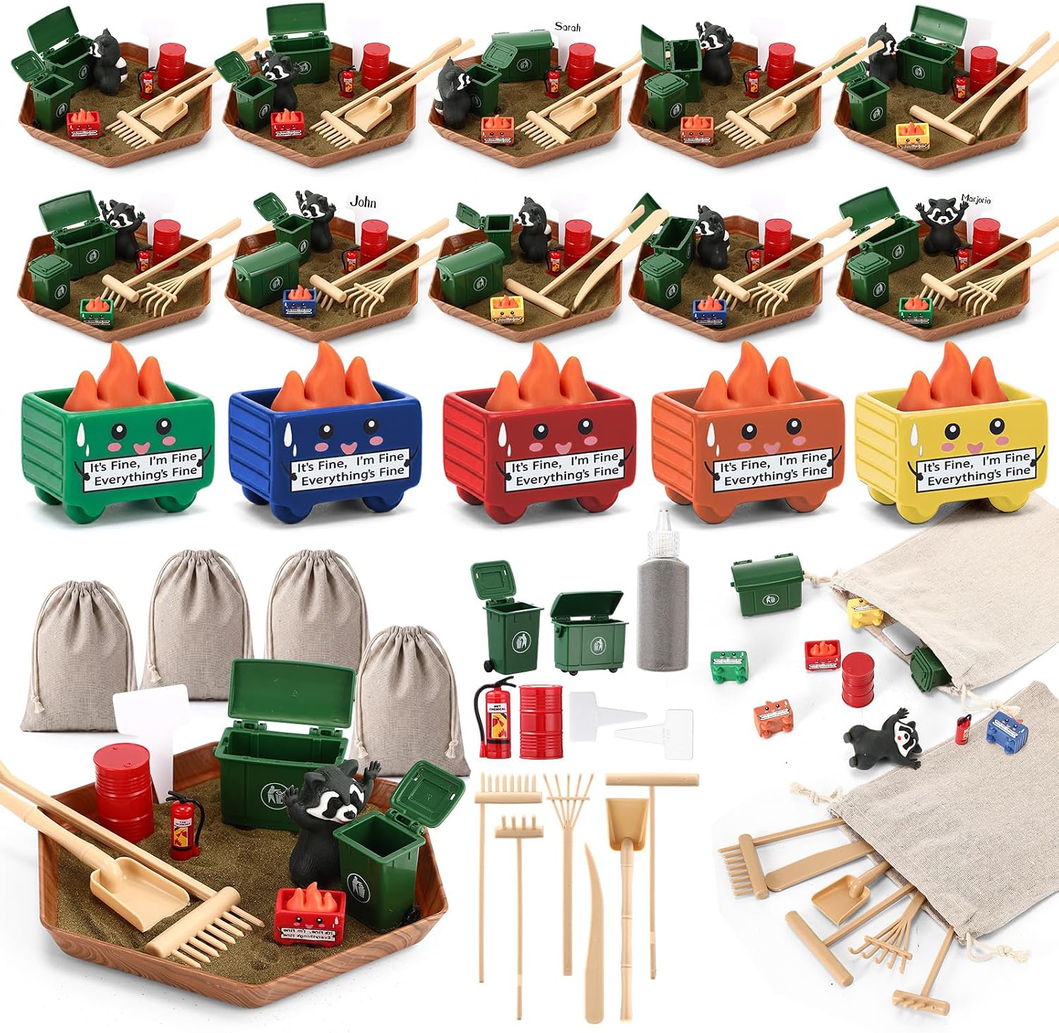 Jenaai 160 Pcs Funny Zen Garden Desk Accessory Bulk for Desk Bulk