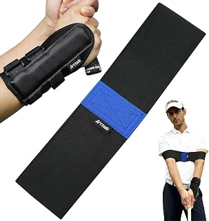 Golf Training Kit with Arm Band & Wrist Strap, Golf Swing Training Aid to Correct Wrist Angle and Develop Muscle Memory for Beginner Golfers