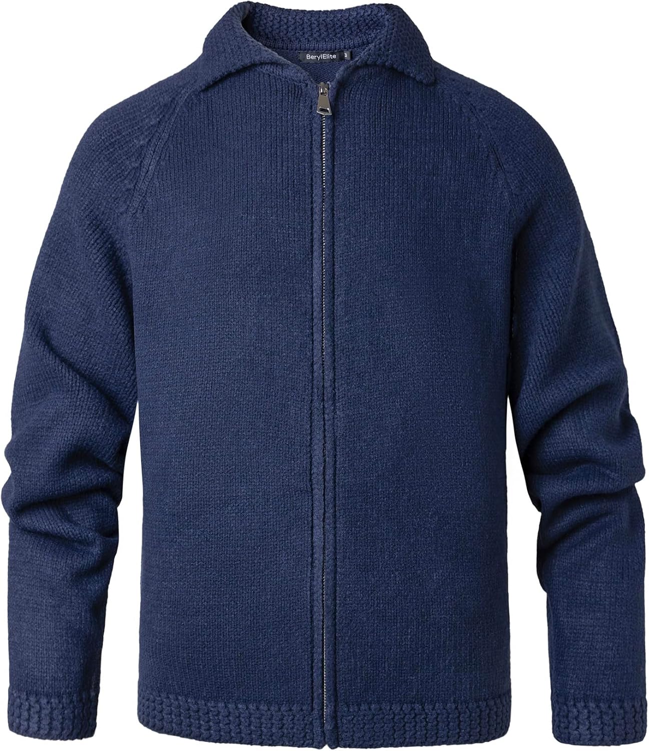 Men's High Collar Cardigan Knitted Full Zip Sweater Long Sleeve Casual Sweatshirt