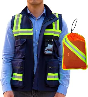 Chaleco de Seguridad Premium | Chaleco de Seguridad Industrial, Reflejante y Multifuncional con Cinta de Alta Visibilidad y Bolsa Transportadora