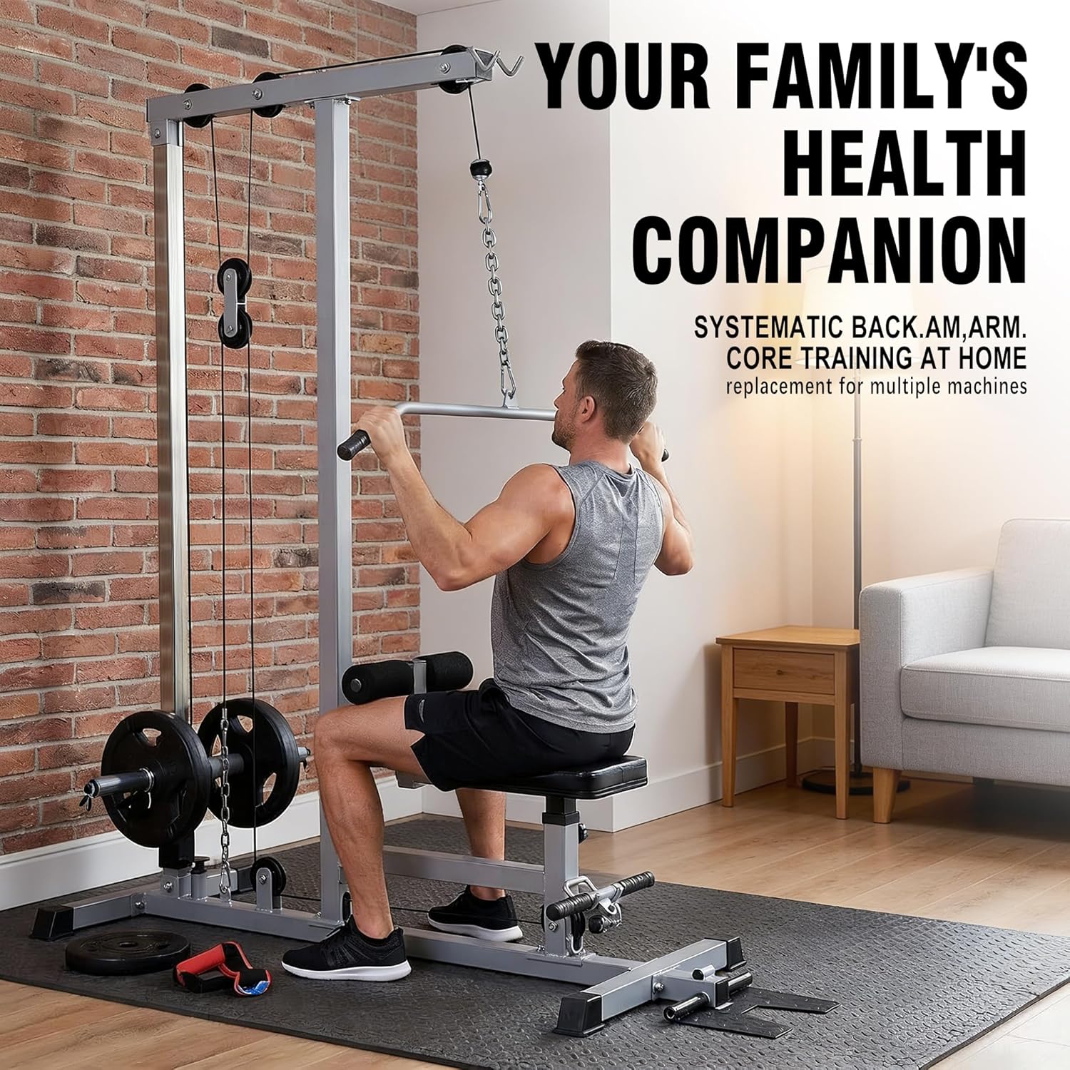 GDLF LAT Pull Down Machine Low Row Cable Fitness Exercise Body Workout Strength Training Bar Machine