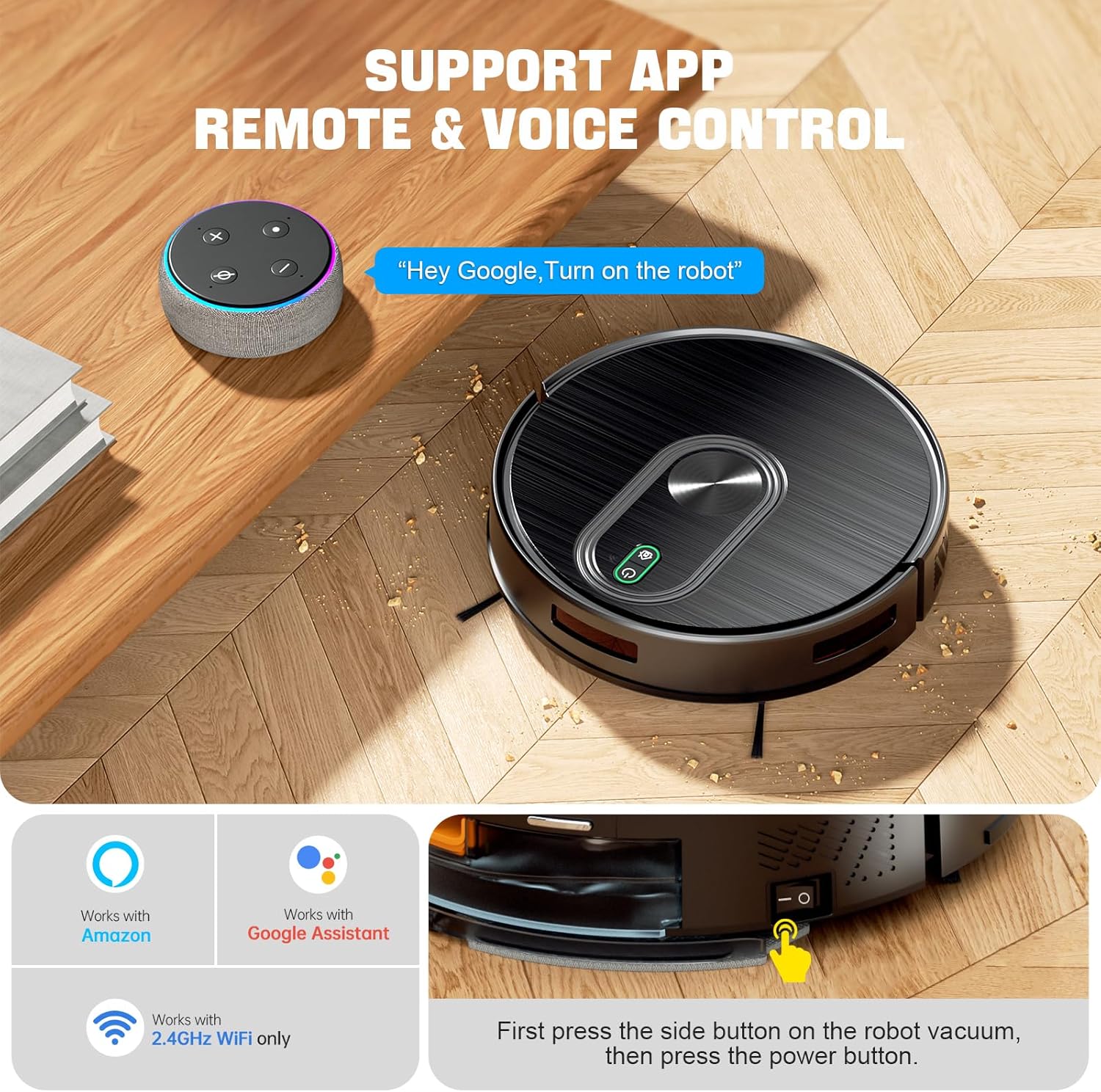 XIEBro Robot Vacuum and Mop Combo, 2 in 1 Robotic Vacuums Cleaner with 6500Pa Max Suction, App/Wi-Fi/Voice, Robot Vacuum with Schedule, Self-Charging, Slim, for Pet Hair, Hard Floor, Carpet 5 81apyLFFTbL. AC SL1500