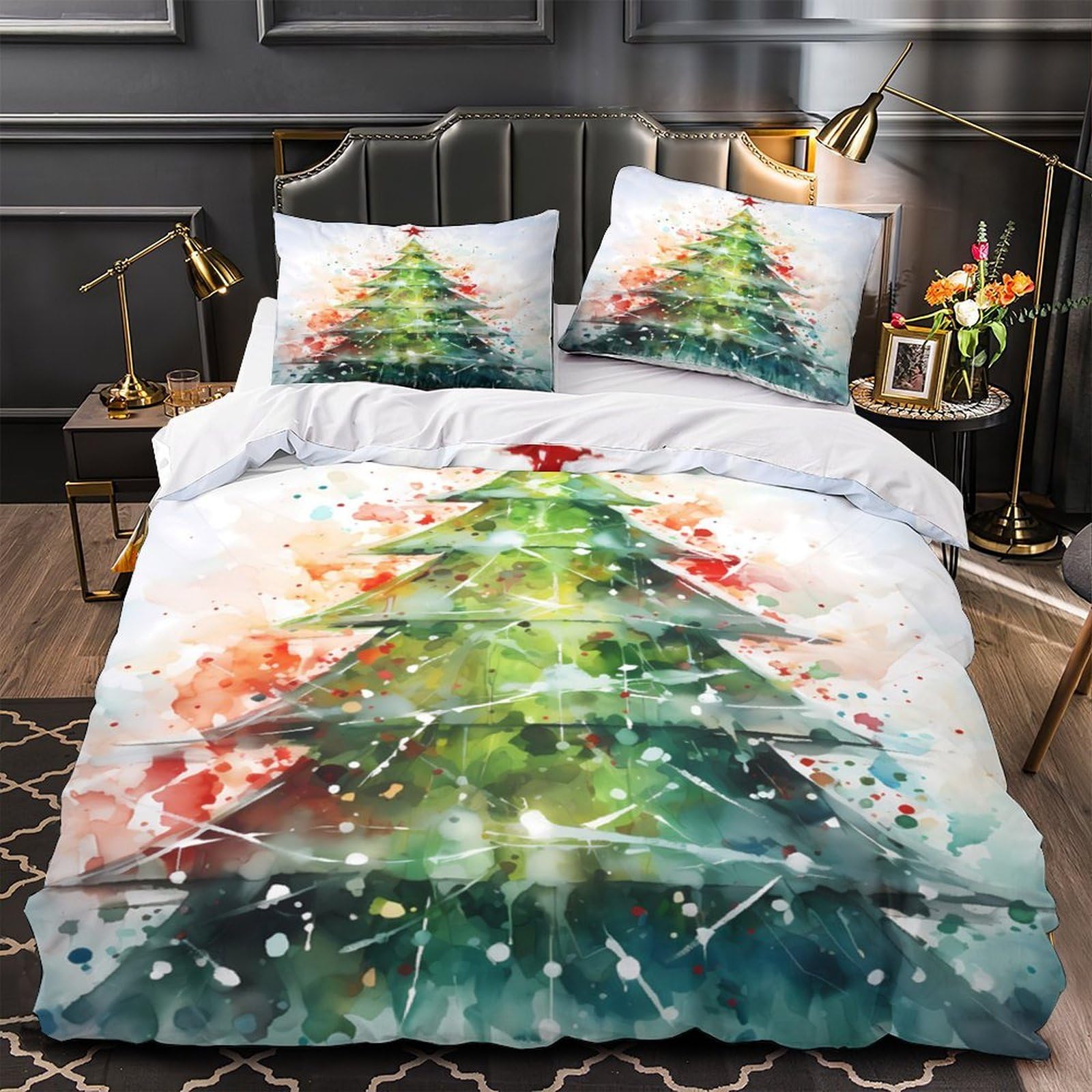 Parure de lit microfibre 3D avec housse de couette Noël 220x240