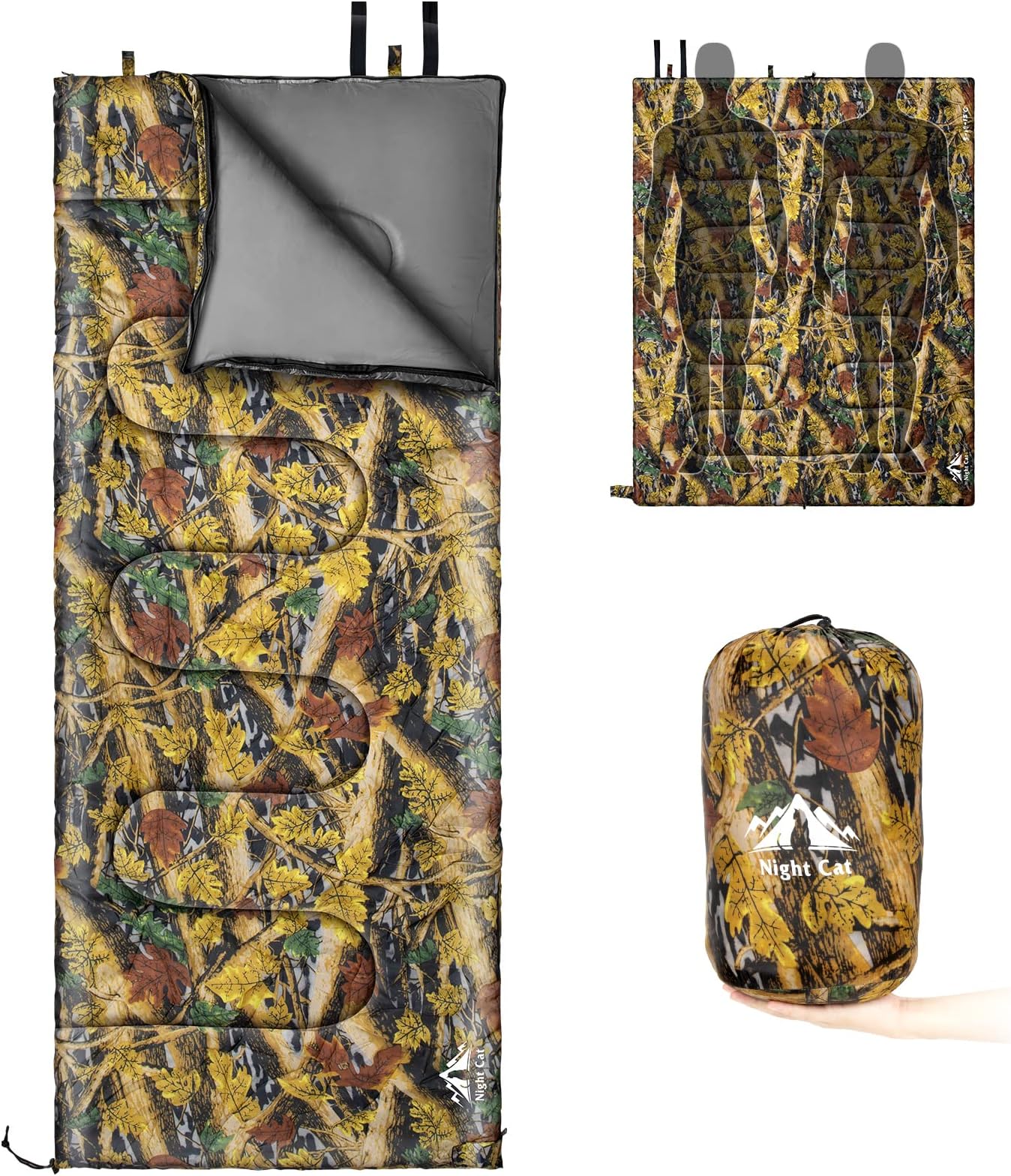 Camping Sleeping Bag for Adults 3 Seasons Portable Lightweight Backpacking Hiking Traveling Indoor Outdoor Temperature 5-15โ 2.6x6.3ft Switch to a Quilt or Blanket
