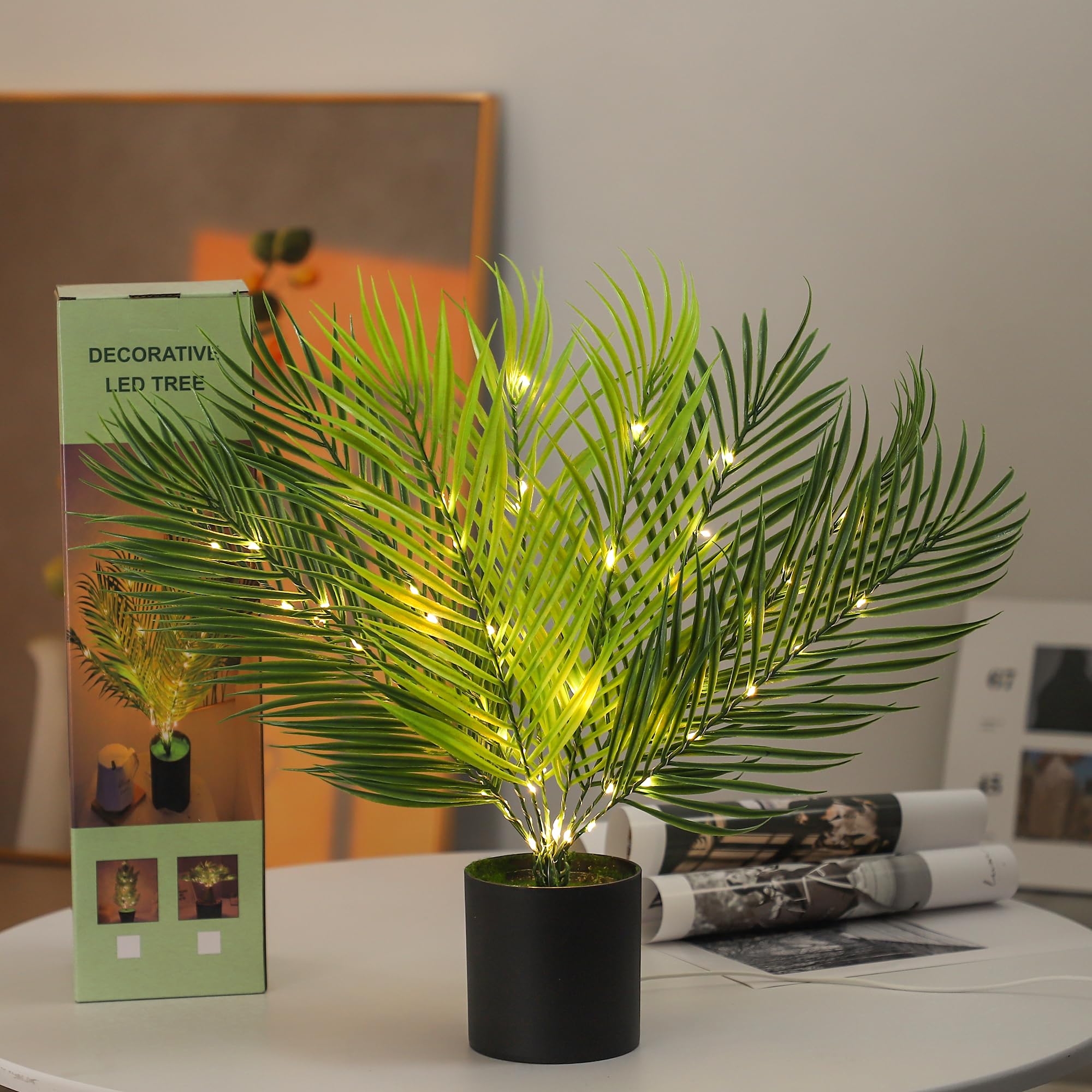 WSYEAR Artificial Areca Palm LED Night Light Birthday Gifts for Women, Sister, Mom Friends Her Christmas Birthday Gifts, Cute Home Decor for Mothers Day, Valentines — image 1