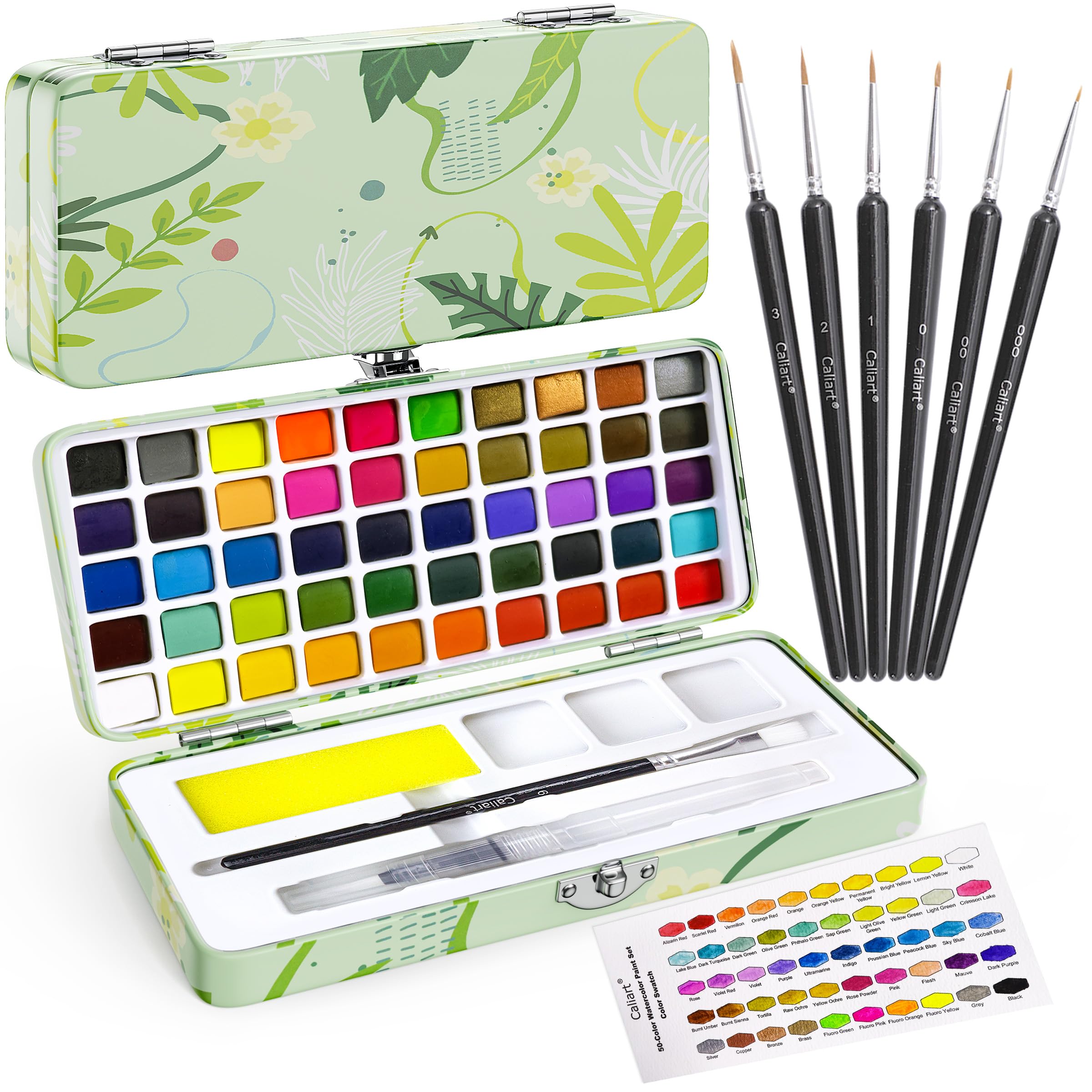 50 Colors Watercolor Paint Set, Portable Art Supplies Palette Kit | Travel Water Color Pa…