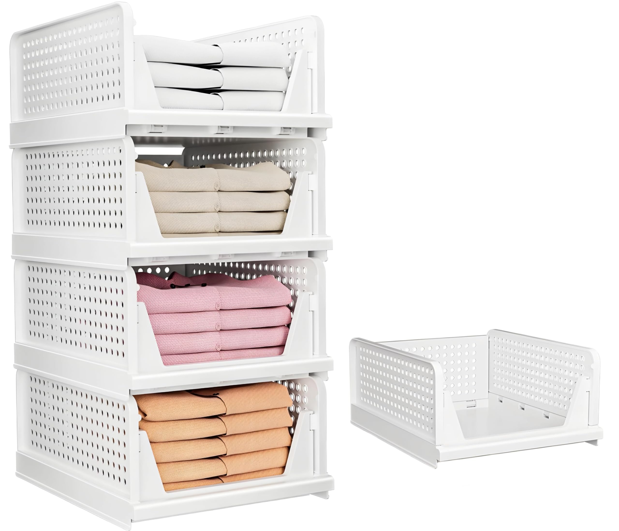 NYALKARAN Stackable Closet Storage Box for Cloth Organizer Wardrobe Plastic Cupboard Organizer for Clothes Almirah Organizer for Clothes (5 Layer, White) (B0CPQ4HQM9) Amazon Price History, Amazon Price Tracker