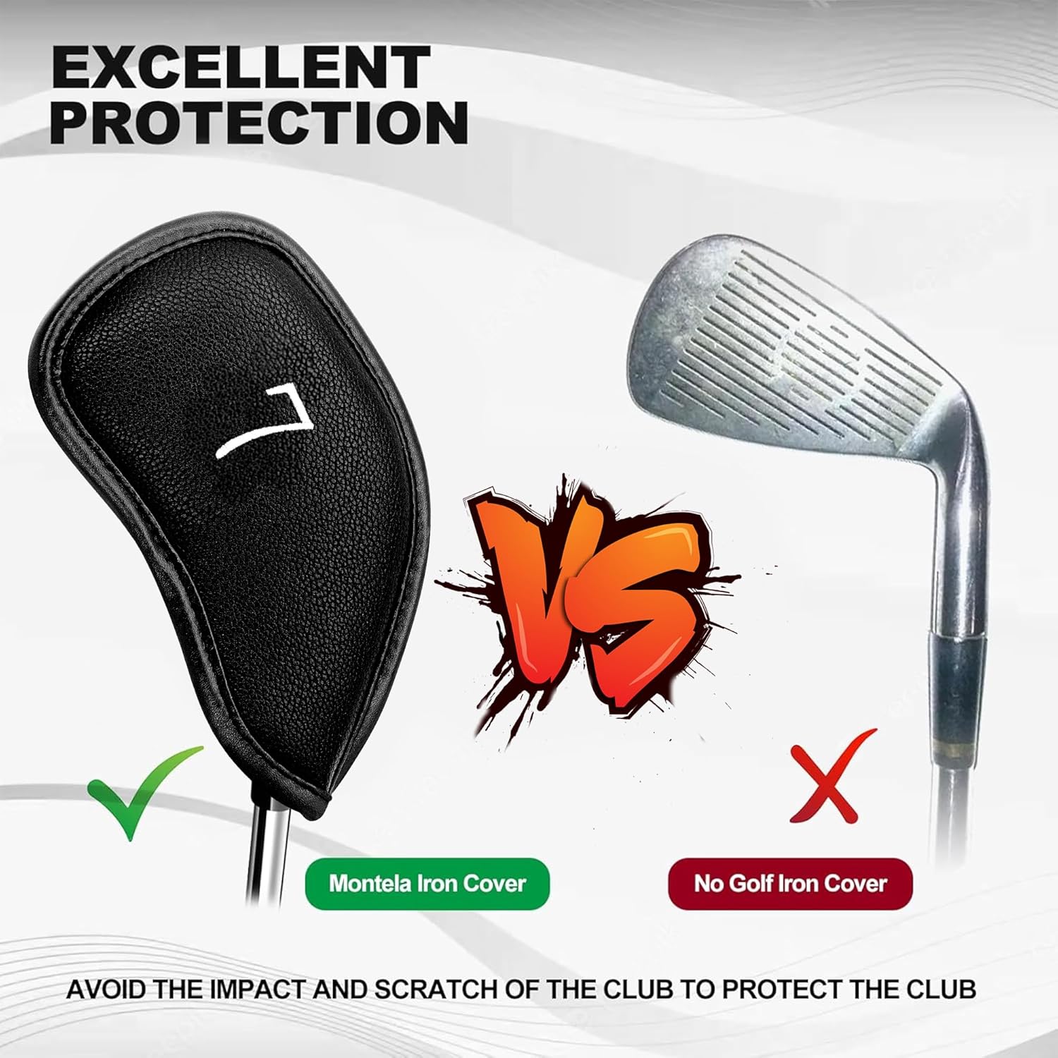 Golf 10pcs/12pcs Thick Synthetic Leather Golf Iron Head Covers Set Headcover Fit All Brands
