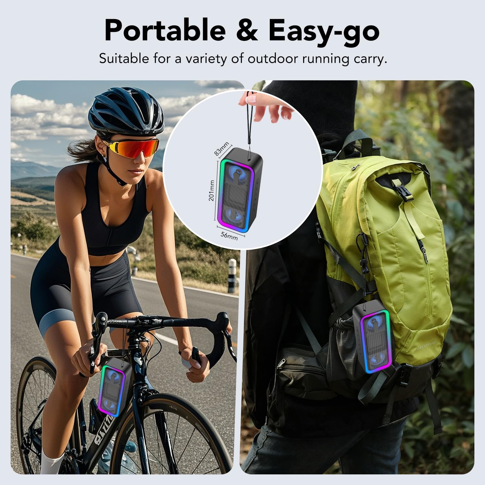 Cassa Bluetooth Potente Portatile con Luci, Speaker Bluetooth 5.4, 30W Basso Potenziato, IPX7 Impermeabile, 7 Luci RGB, 30 Ore Autonomia, Altoparlante Bluetooth per Party, TWS AUX TF-Card, Argento